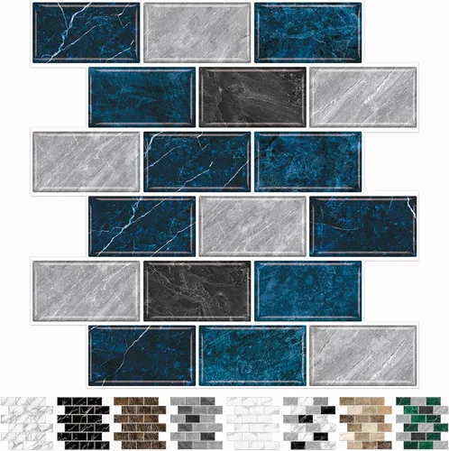 Miniatura 15 de URCOLOR 10 hojas de adhesivos para loseta en muro de cocina, azulejos autoadhesivos de 12 x 12 pulgadas estilo metro, para loseta en muro de cocina