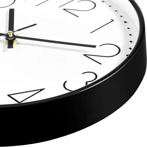 Miniatura 5 de Foxtop Reloj de pared negro de 12 pulgadas, silencioso, sin tictac, de cuarzo, funciona con pilas, reloj redondo fácil de leer para oficina, aula