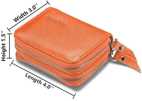 Miniatura 4 de KALMORE Women's Genuine Leather RFID Secure Spacious Cute Zipper Card Wallet Small Purse