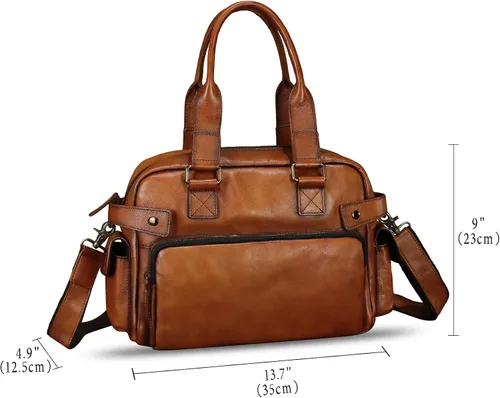 Miniatura 5 de Monederos y bolsos de cuero genuino para hombres y mujeres, bolso de mensajero de cuero real vintage para hombro