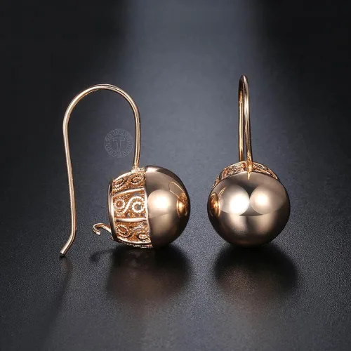 Miniatura 4 de 2024 New 585 Rose Gold Color Earrings For Women Girls Hollow Flower Pattern Luxury Wedding Earring Fashion Jewelry Valentines Gifts Fashion