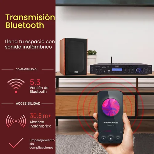 Miniatura 4 de Pyle Receptor amplificador Bluetooth de montaje en rack de 5 canales, amplificador de cine en casa, amplificador de altavoz, transmisión inalámbrica