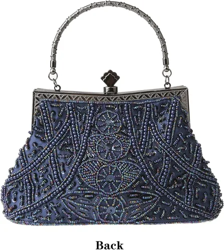 Miniatura 2 de DA BODAN Bolso de noche para mujer, estilo vintage, con cuentas y lentejuelas y perlas, bolso de hombro para boda, novia, fiesta de graduación