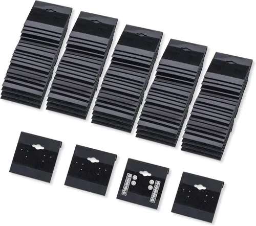 Super Z Outlet Tarjetas de plástico de terciopelo negro para aretes, accesorios de joyería, 2 x 2 pulgadas (100 unidades)