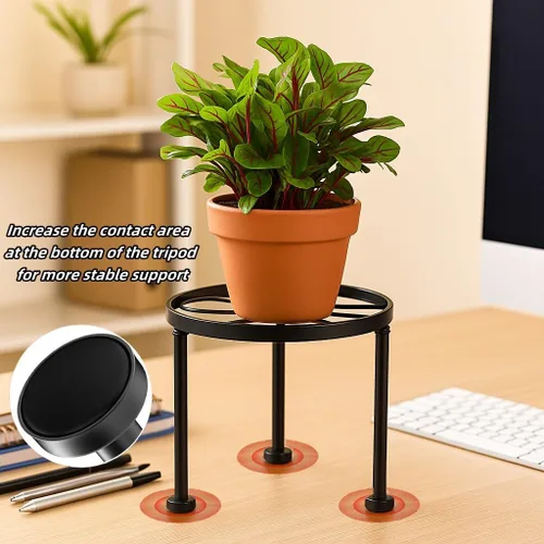 Miniatura 4 de 1 Paquete Soportes de Metal para Plantas, Soporte para Macetas Pequeñas para Jardín y Hogar, Estante de Exhibición Redondo Antioxidante