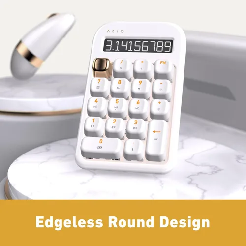 Miniatura 2 de AZIO IZO Calculadora mecánica inalámbrica y teclado numérico (Blanco/Oro) - Bluetooth 5.0 y USB, interruptor mecánico Gateron-Azul, 9 modos