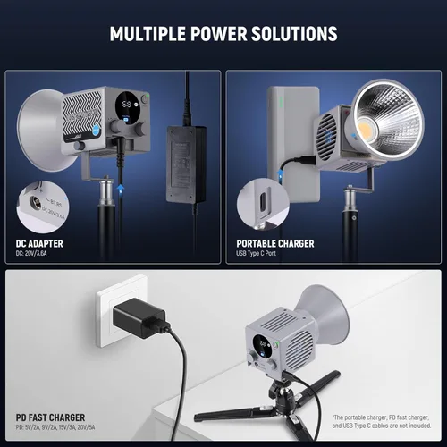Miniatura 6 de NEEWER HS60B Mini Luz de Video con Control de Aplicación, Luz LED COB Bi-Color Portátil de Salida Continua de 60W con 35000lux/1m 2700-6500K 0-100%