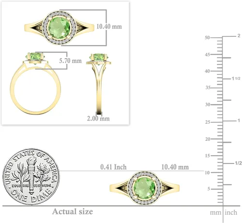 Miniatura 188 de Dazzlingrock Collection Anillo de compromiso redondo de 0.276 in con halo de diamante blanco y vástago dividido para ella en oro macizo de 14