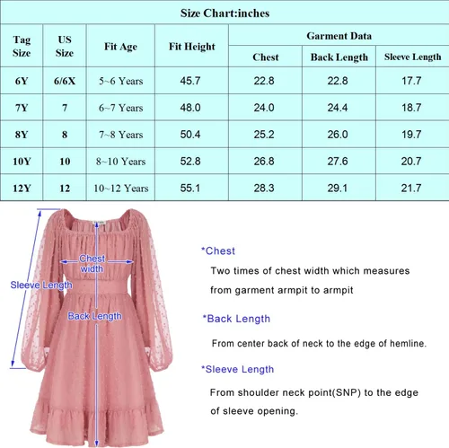 Miniatura 3 de GRACE KARIN Vestido escalonado con volantes para niñas, vestido acampanado de manga larga con lunares suizos, 6-12 años