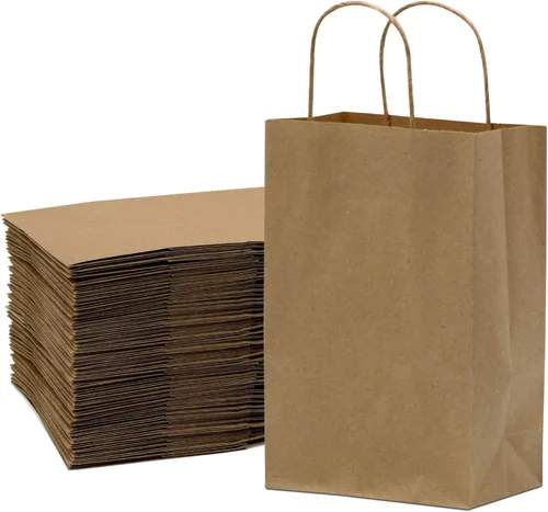Miniatura 18 de Bolsas de papel kraft de Prime Line Packaging, bolsas de regalo marrones con asas, pequeñas bolsas de compras artesanales al por mayor