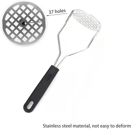 Miniatura 3 de Triturador de patatas con mango antideslizante, herramienta de cocina de acero inoxidable para papas, batatas, frijoles, verduras, frutas, alimentos