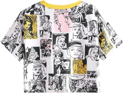 Miniatura 2 de SweatyRocks Camiseta corta de verano con estampado gráfico para mujer, manga corta, estilo casual