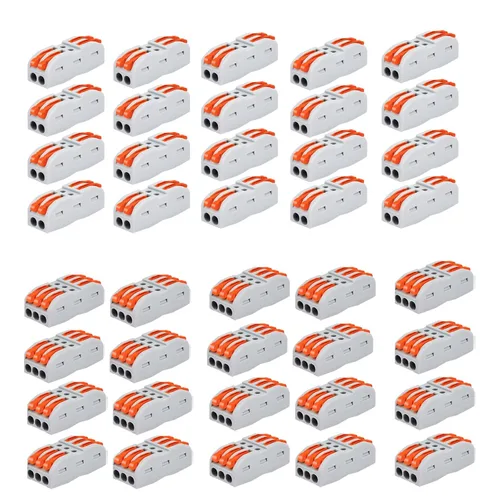 Miniatura 24 de Nineleaf Conectores de cable de palanca, conectores compactos de empalme de alambre en línea, terminales eléctricos modulares reutilizables 1 en 1