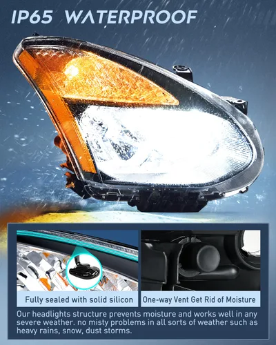 Miniatura 4 de Ensamble de faro Nilight compatible con Nissan Rogue 2008 2009 2010 2011 2012 2013 2014 2015 Select, lámparas de repuesto con carcasa negra