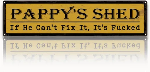 Miniatura 17 de Metal Fathers Day Gift, Retro Metal Tin Sign, Man Cave Decor, Papa's Garage, If He Can't Fix It We're Screwed, Garage Workshop Decor, Gift for Papa