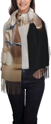Miniatura 8 de Bufandas para mujer, bufanda cálida de invierno, con borla, manta de gran tamaño, bufandas de color negro, melocotón, rosa, chal