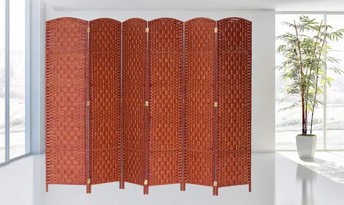 Miniatura 9 de Legacy Decor 8 Panels Room Divider Privacy Partition Screen Bamboo Fiber Natural Color 5.9 ft High X 11.7 ft Wide
