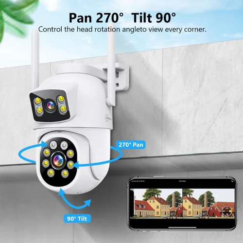 Miniatura 2 de MOVOLS Sistema de cámara de seguridad inalámbrica 5G/2.4G WiFi 4 cámaras de 4MP+4MP con lente dual con pantalla LCD de 10" Sistema NVR, cámaras PTZ