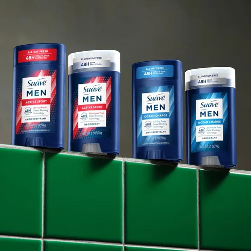 Miniatura 7 de Suave Desodorante antitranspirante Ocean Charge para hombre, sin aluminio, para protección contra olores y humedad durante 48 horas, 2.7 onzas