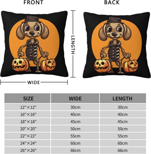 Miniatura 4 de Happy Halloween - Fundas de almohada de perro salchicha de esqueleto de perro salchicha de 22 x 22 pulgadas, funda de cojín para interiores