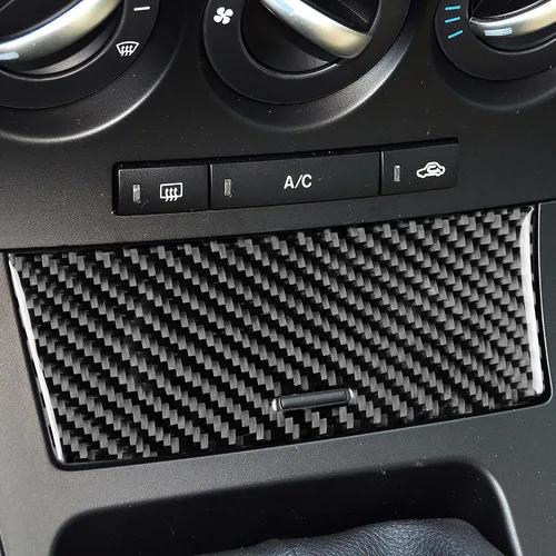Miniatura 2 de Accesorios de fibra de carbono suave real para interior de coche, panel de cambio de marchas, cubierta de cenicero, calcomanía negra compatible