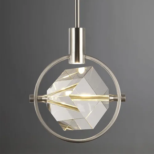Miniatura 18 de Lámpara colgante de latón, lámpara colgante de cristal en forma de cubo para isla de cocina, moderna pequeña lámpara colgante de techo regulable