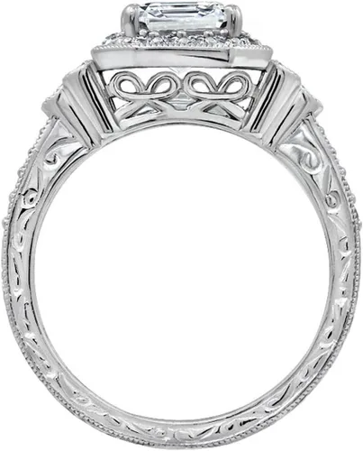 Miniatura 13 de Amazon Essentials Anillo antiguo de plata de ley chapada en platino o oro con circonita cúbica de elementos infinitos de corte Asscher