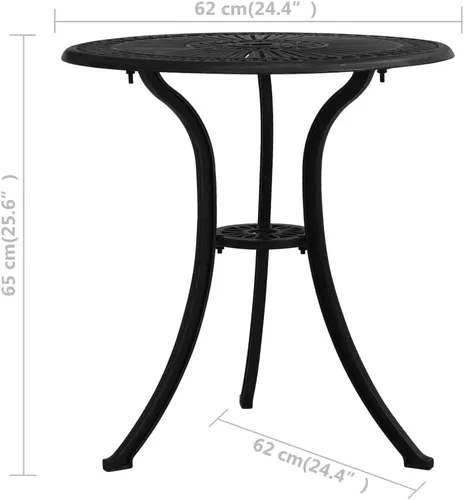 Miniatura 9 de Juego de 3 piezas de bistró de aluminio fundido negro, muebles de patio al aire libre, muebles de exterior, juego de patio, muebles de balcón