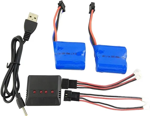 Miniatura 3 de 2 unids 3.7 V 600 mah baterías de polímero de litio con cargador 1to2 y línea de transferencia de carga 1to2 para UDI R/C UDI001 UDI008 RC barco