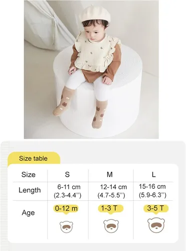 Miniatura 6 de Calcetines antideslizantes para bebés, calcetines cálidos y gruesos antideslizantes para niñas y niños, recién nacidos, 5 pares