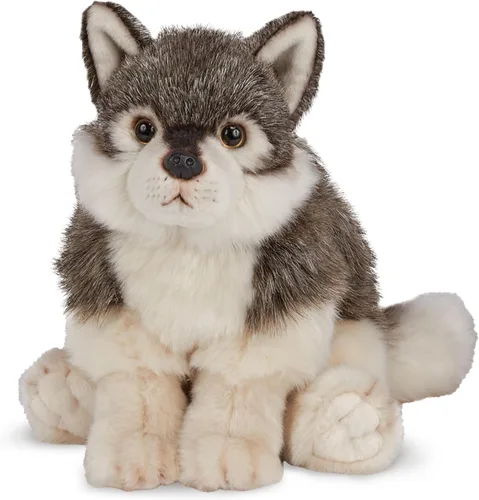 Bearington Nanook Wolf - Peluche de lobo suave, tierno y realista de 13 pulgadas con cuerpo flexible, adorable regalo realista de lobos para niños,