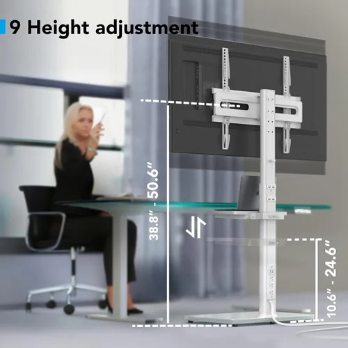 Miniatura 3 de AX WABER - Soporte de TV para piso con toma de corriente y estante, soporte universal para TV de 27 a 65 pulgadas hasta 88 libras, giro de 70