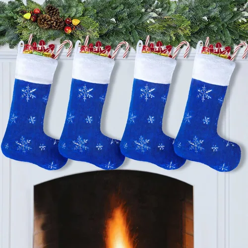 Miniatura 18 de Calcetines negros de piel sintética de Navidad, 1 paquete grande de 22 pulgadas, medias colgantes de felpa negra con nombre personalizado con copos