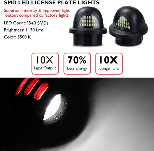 Miniatura 3 de 2 unids blanco LED luz de matrícula número de coche montaje de lámpara de tubo RedSMD luz corriente lámpara para 1999-2016 Ford F-150 F-250 F-350