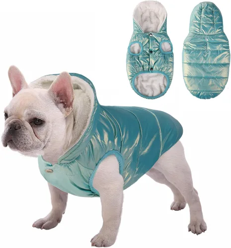 Miniatura 13 de SAWMONG Abrigo de invierno impermeable para perro, chaqueta cálida con forro polar para perro con capucha, abrigo resistente al viento, chaleco