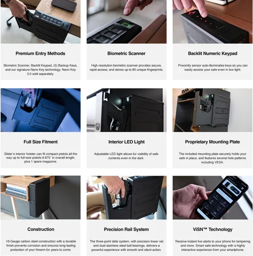 Miniatura 5 de VAULTEK Slider Series - Caja fuerte robusta para pistolas inteligente, con puerta deslizante de apertura automática rápida, caja fuerte para pistola