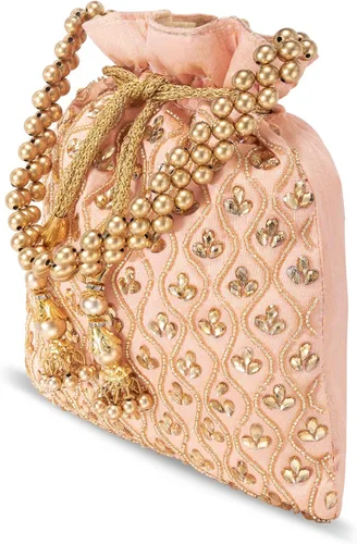 Miniatura 9 de Aheli Potli Monederos para mujer, hecho a mano, bolso de noche, elegante pulsera de moda nupcial