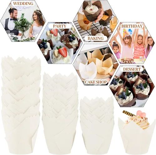 Miniatura 6 de XP-ART 200 forros de tulipanes para cupcakes, pergamino, para hornear muffins, perfectos para fiestas de cumpleaños, bodas, baby showers, catering