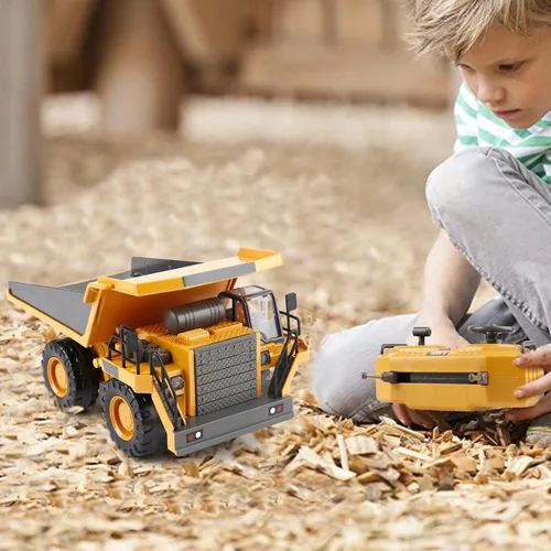 Miniatura 4 de PREPOP Camión volquete RC para niños, camión de construcción a control remoto con cama de metal, luces y sonidos, para niños de 6 a 10 años