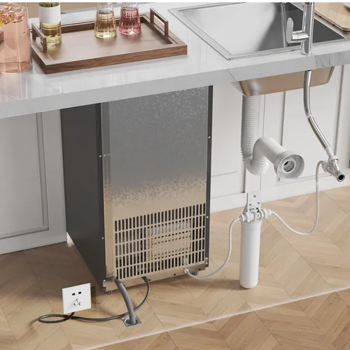 Miniatura 4 de Coolake Máquina de Hielo Comercial Bajo Mostrador de 15 Pulgadas, 100 lbs/Día de Acero Inoxidable Empotrable Independiente con Contenedor