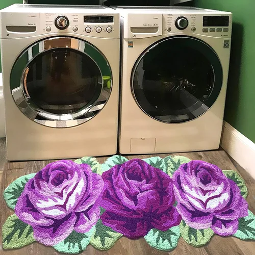 Miniatura 19 de UKELER Alfombras de baño con rosas rojas para baño, antideslizantes, absorbentes, alfombras de cocina, peludas, suaves, para dormitorio de niñas