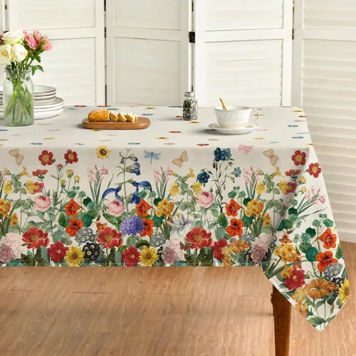 Horaldaily Mantel de primavera rectangular de 52 x 70 pulgadas, diseño de flores florales, acuarela, lavable, para fiesta, picnic, cena, decoración