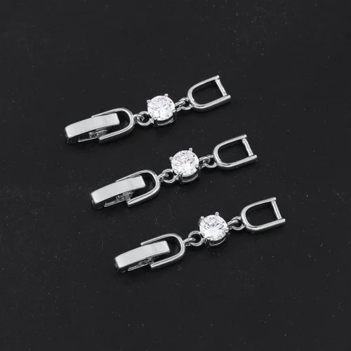 Miniatura 6 de Juego de 3 broches de extensión plegables de diamantes de imitación chapados en oro blanco para hacer pulseras, collares y joyas (tono oro blanco)