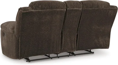 Miniatura 11 de Signature Design by Ashley Frohn - Sofá biplaza reclinable doble manual moderno con consola, almacenamiento y portavasos, color marrón oscuro Gris