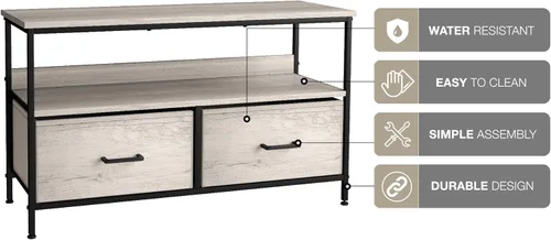 Miniatura 4 de Sorbus Mueble para TV con 2 cajones, baúl elevador de televisión con almacenamiento, muebles de dormitorio, sala de estar, armario y dormitorio Gris