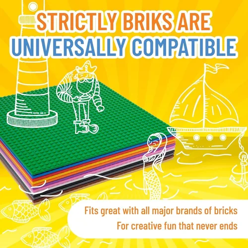 Miniatura 9 de Strictly Briks Placas base apilables – Paquete de 12 pernos de 10 x 10 pulgadas, 32 x 32 pulgadas, compatibles con Lego para construir escenas