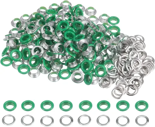 Miniatura 27 de HARFINGTON Juego de 200 ojales redondos de color de 0.394 pulgadas, ojales metálicos con arandelas para álbumes de recortes, zapatos, ropa, lona