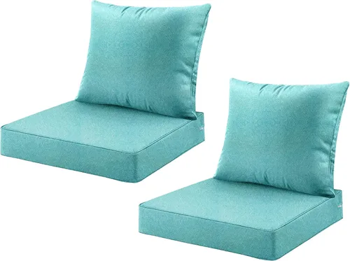 Miniatura 21 de ARTPLAN Juego de 2 cojines de asiento profundo con respaldo, cojines de sofá para exteriores para todo tipo de clima, tela de poliéster, espuma