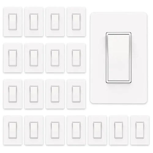 Miniatura 11 de ThunderWay - Interruptor de luz para decoración de 3 vías con placas de pared, 15 A 120/277 V, interruptores basculantes de pared Decora de tres