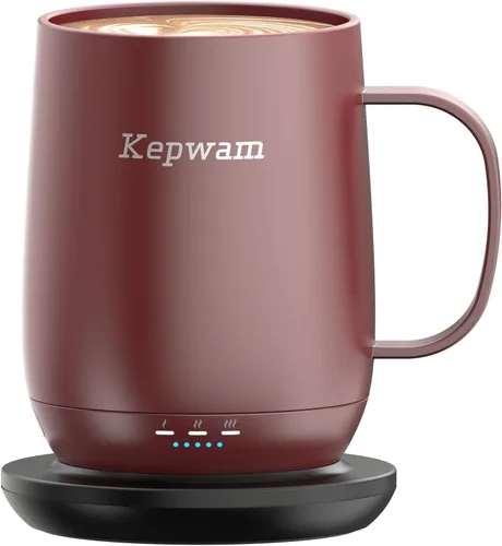 Miniatura 9 de Kepwam Taza de café autocalentable T2, taza de café con calefacción inteligente de 16 onzas, duración de la batería de 150 minutos, calentador